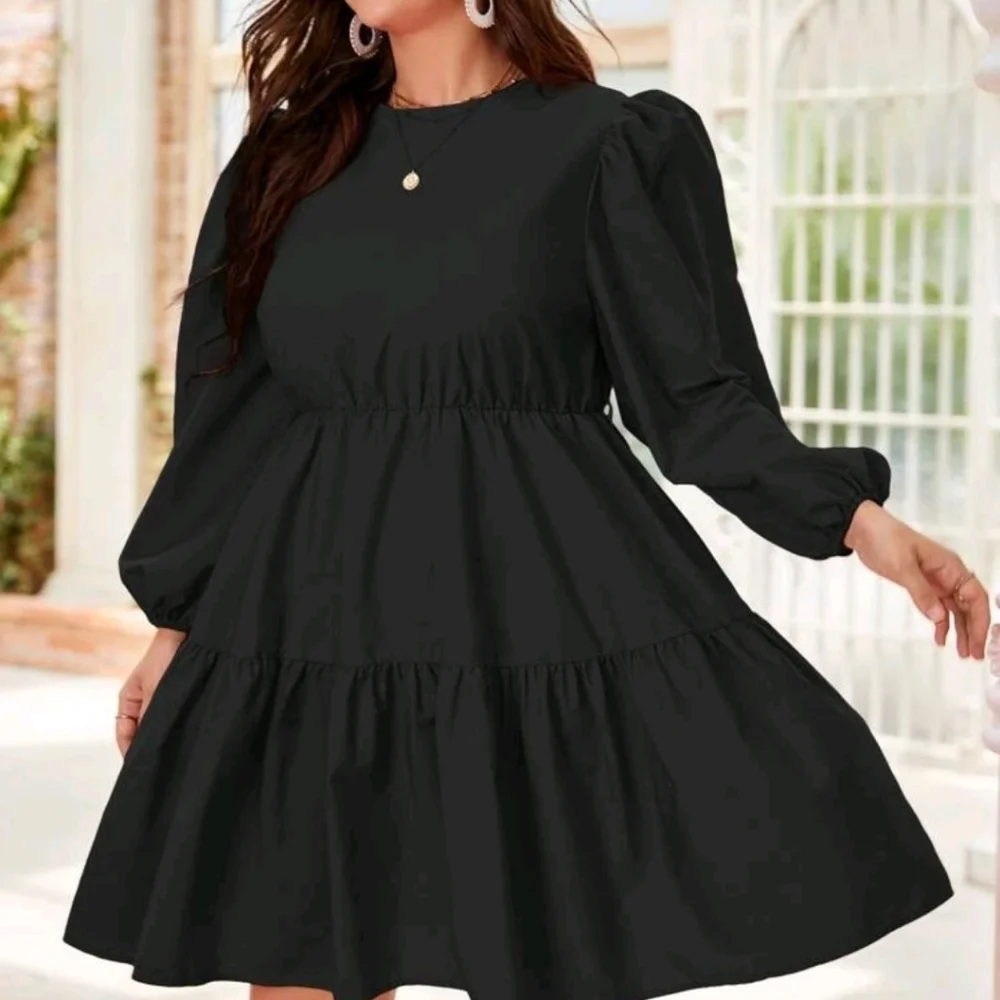 SHEIN Women's Lantern Sleeve Ruffle Hem Dress - Picture 4 of 13